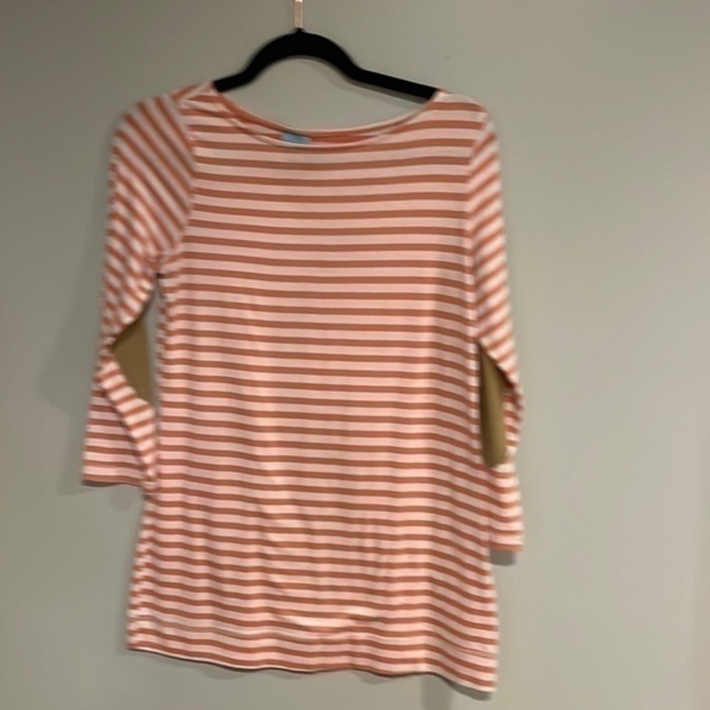 Size L coral and cream stripe top